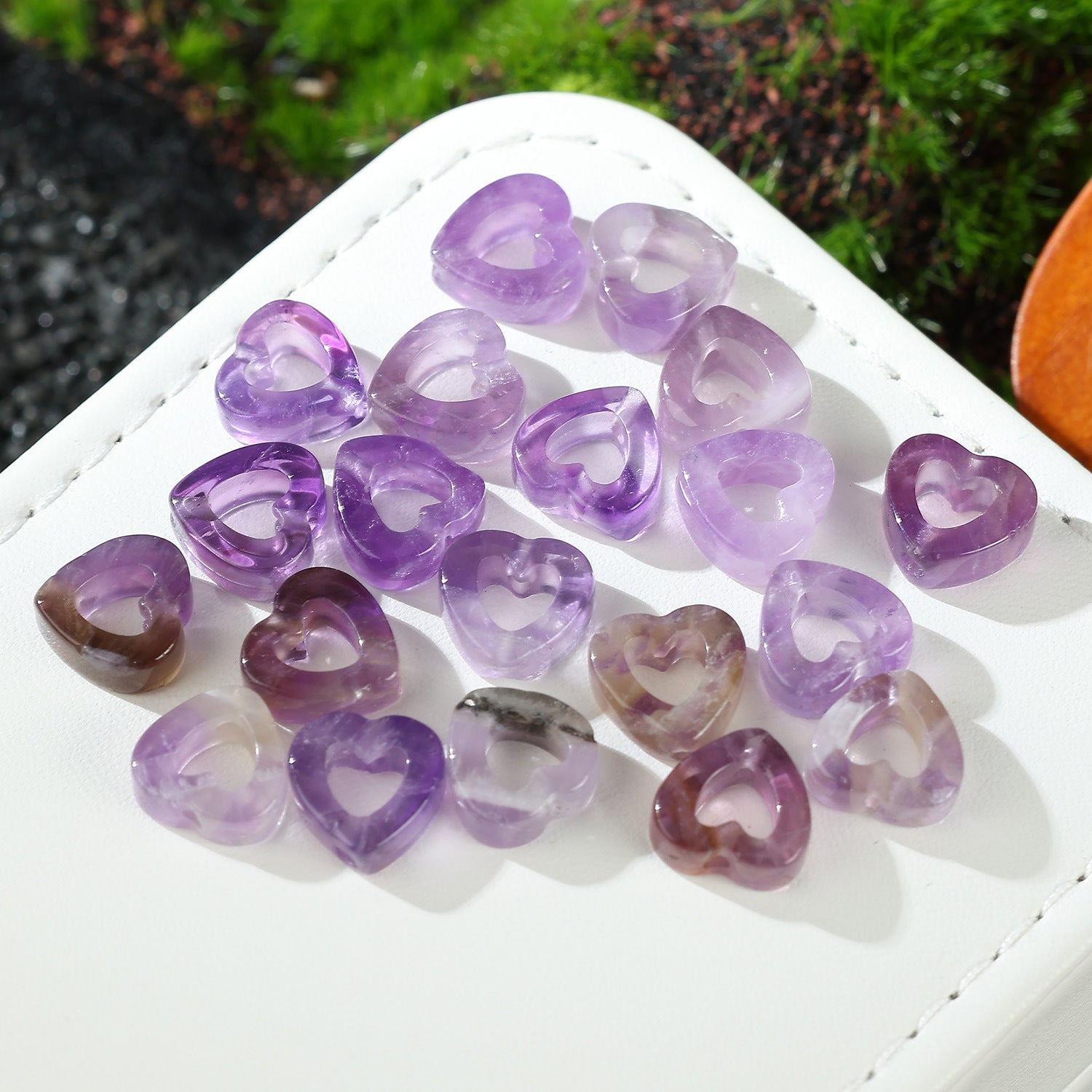 Wholesale 10mm Natural Crystal Agate Stone Hollow Heart Necklace  Pendant