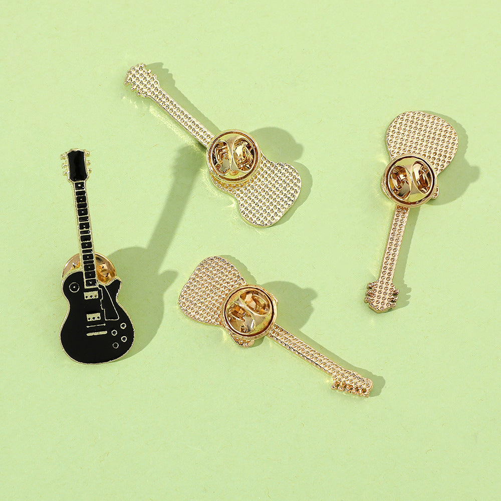 Wholesale Alloy Electroplated Retro Electric Guitar Brooch Pin Music Fashion Accessory For Gift