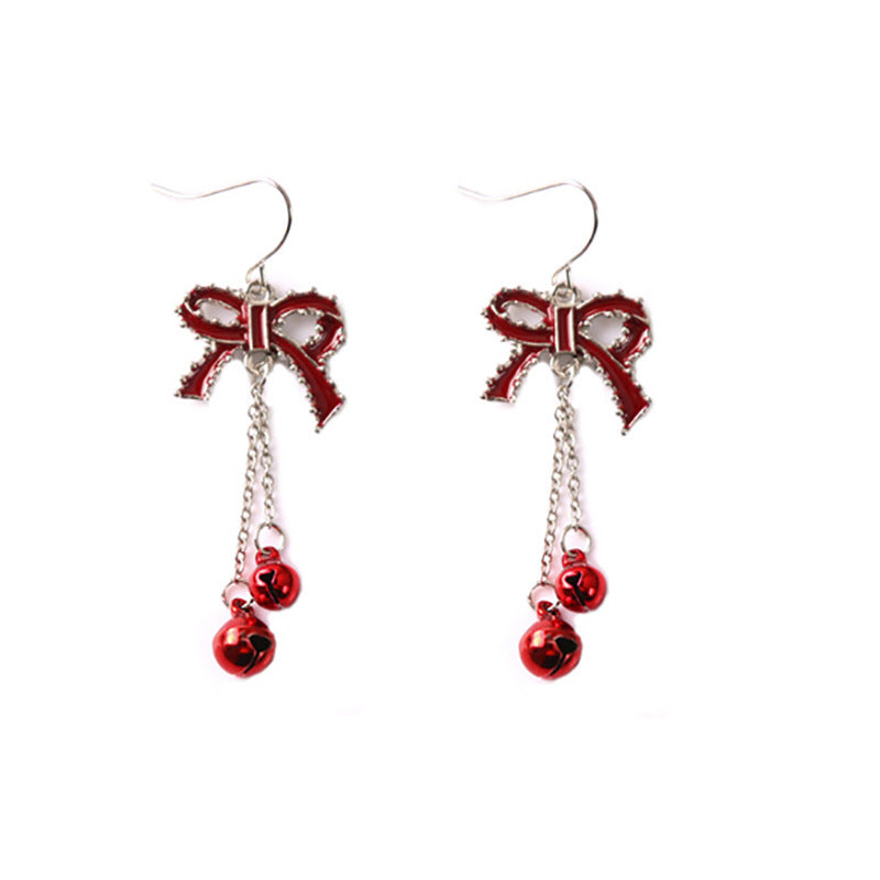 Wholesale 4 Pairs/set Christmas Snowflake Ribbon Cartoon Bell Tassel Earrings ACC-ES-Boman003