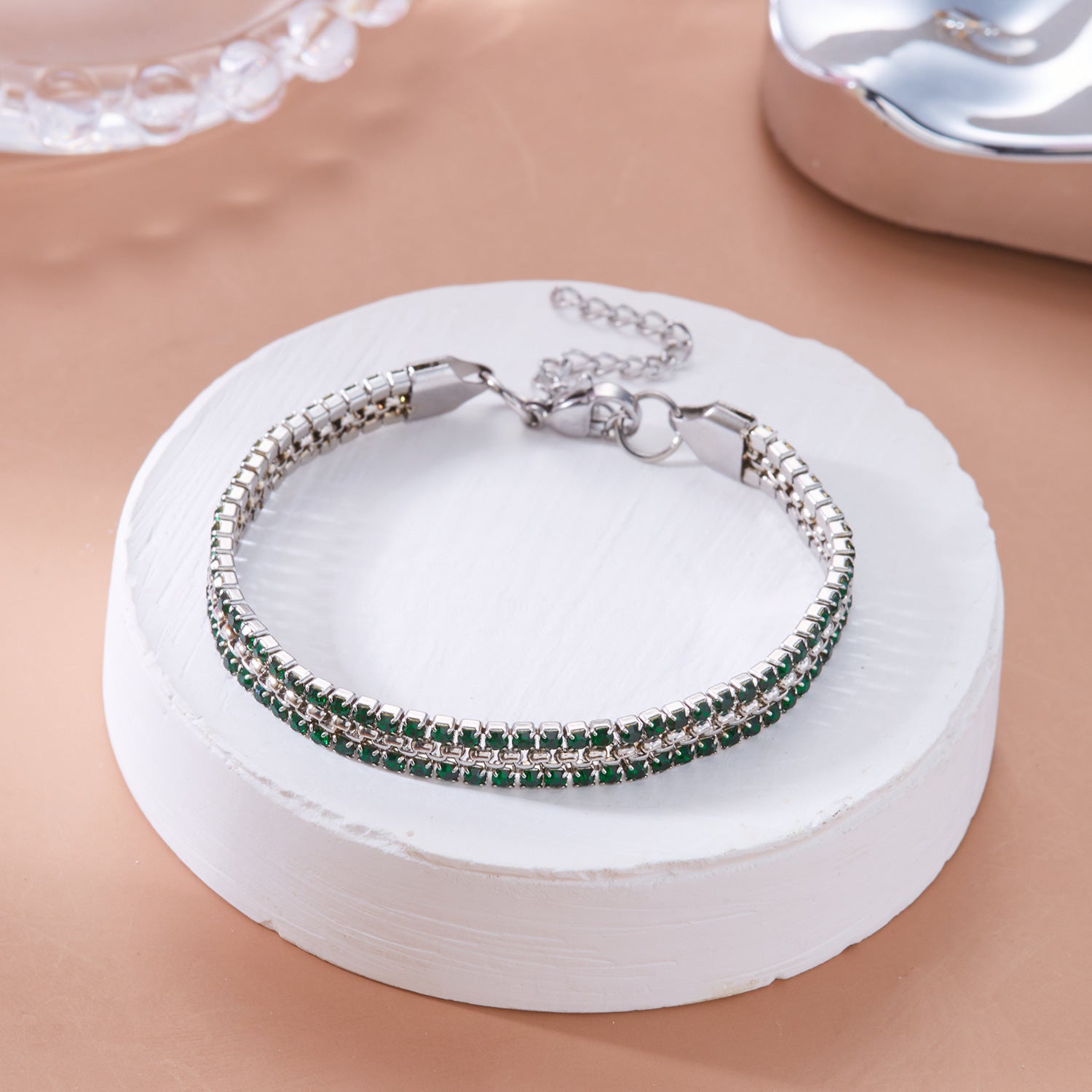 Wholesale Stainless Steel Diamond Bracelet Color Zircon Rhinestone Claw Chain