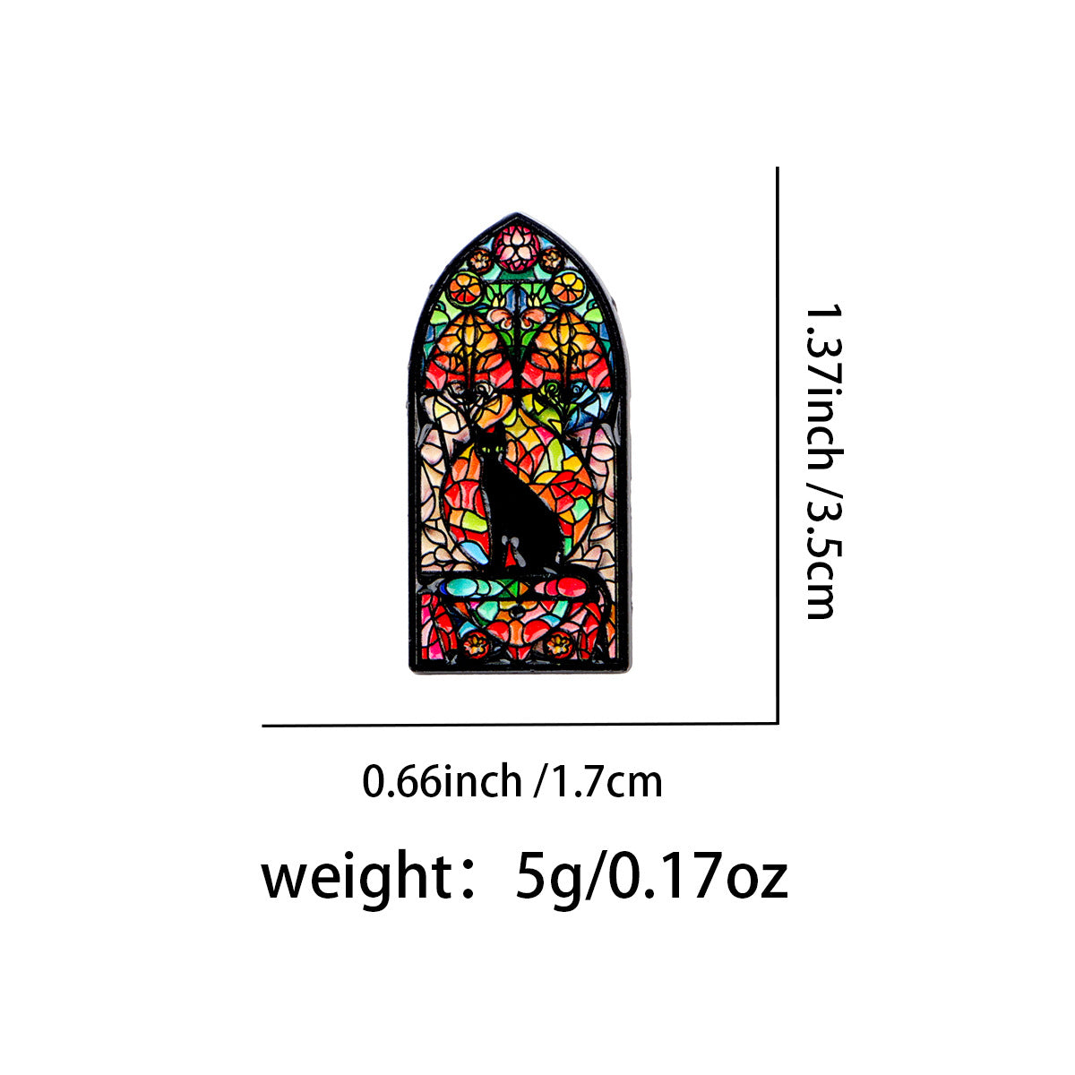 Wholesale Stained Window Black Cat Brooch