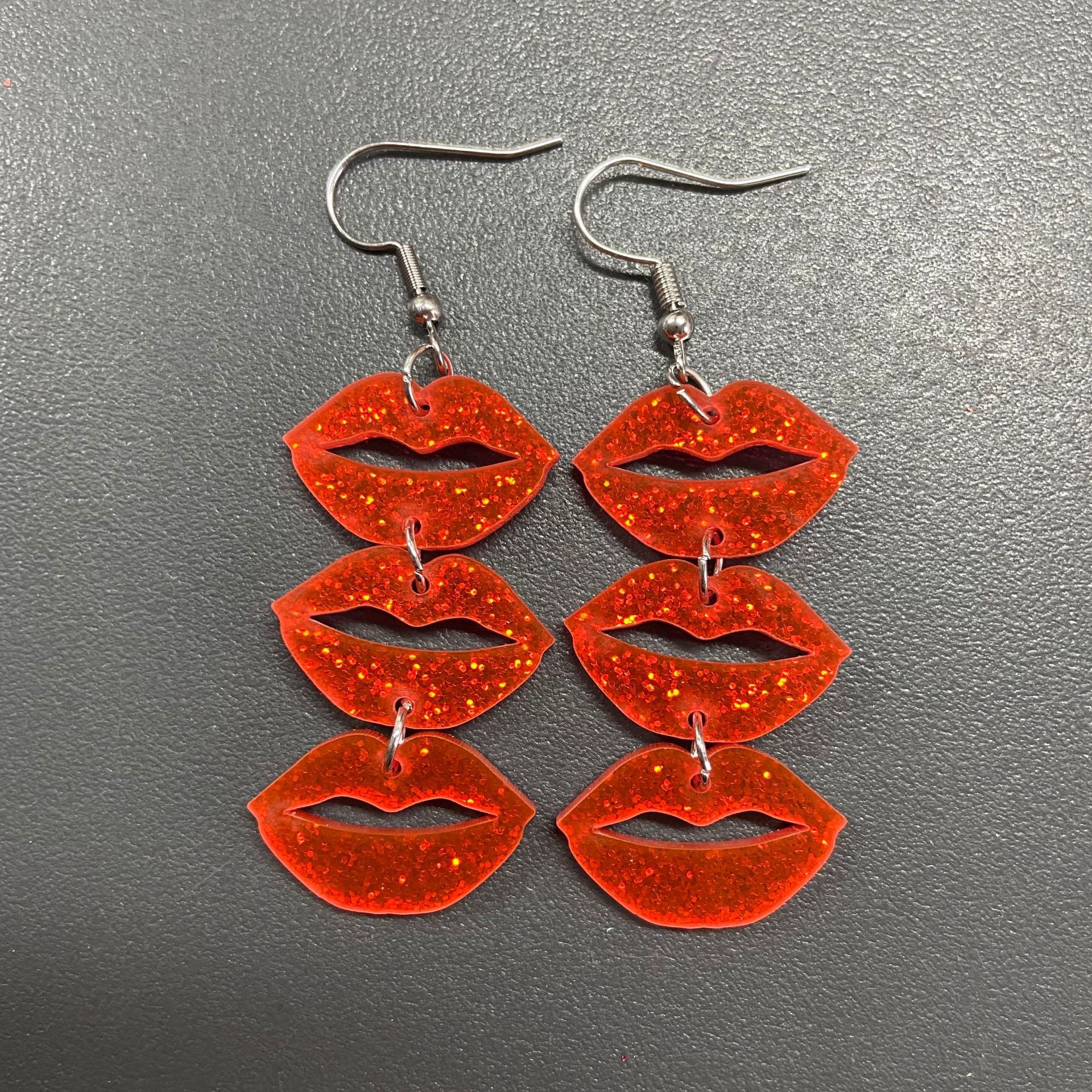 Wholesale  Valentine's Day acrylic lips flame red lip eardrops mouth earrings