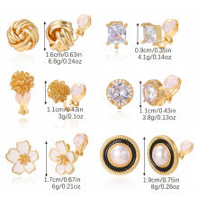 Wholesale Versatile Metallic Six-Pair Ear Clips Light Luxury High-End Women' s Non-Pierced Ear Clips Earrings