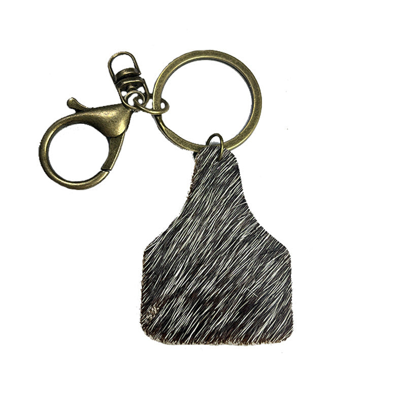 Wholesale of 2pcs/pack Western Denim Genuine Leather Leopard Print Cow Pattern Keychain ACC-KC-HY005