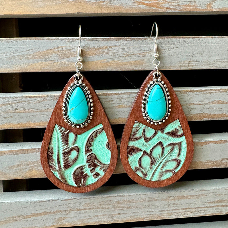 Wholesale Western genuine leather earrings