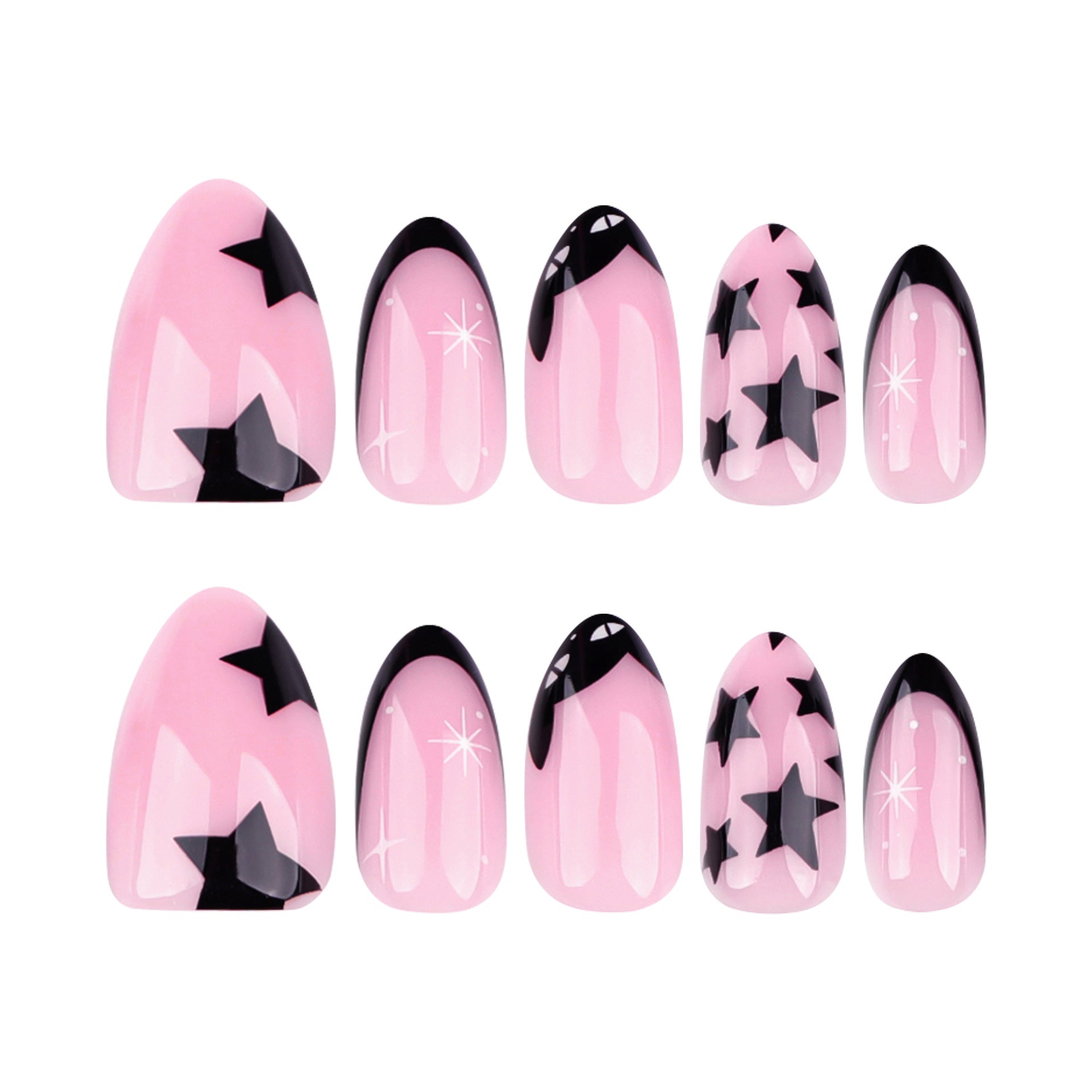 Wholesale 24 Pieces/box Black Star Nails Kits Nail Stickers
