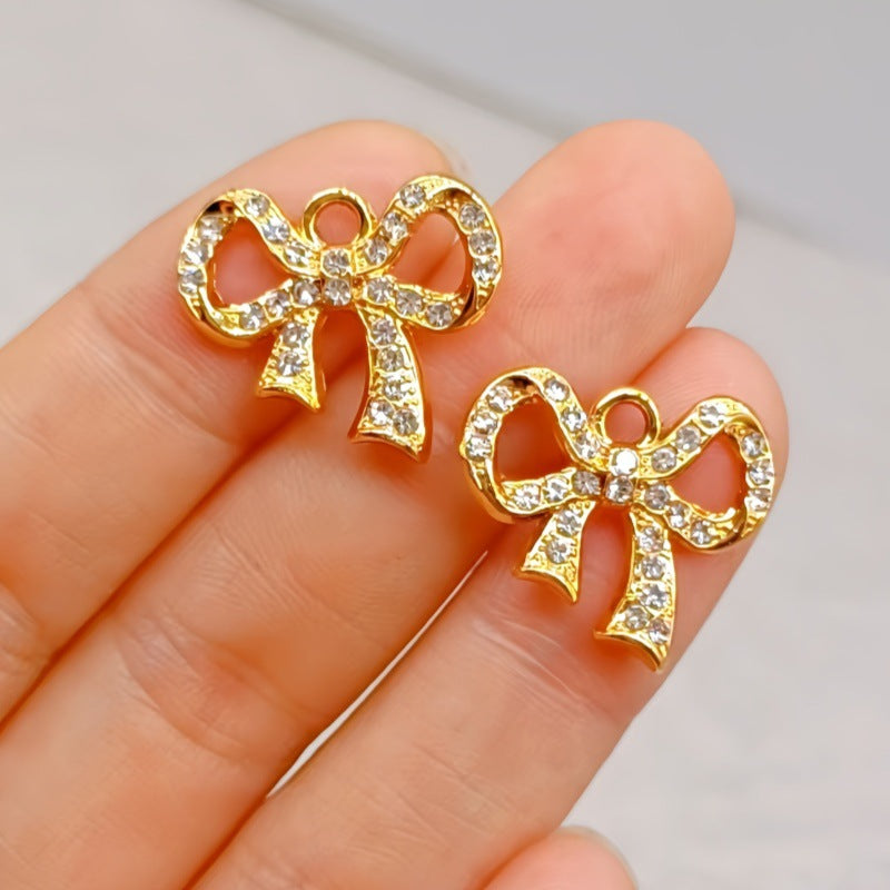 Wholesale 10pcs Casual Bow Pendant Accessories Diamond Small Pendant Alloy Accessories DIY Bracelet Jewelry Necklace Clothing Materials