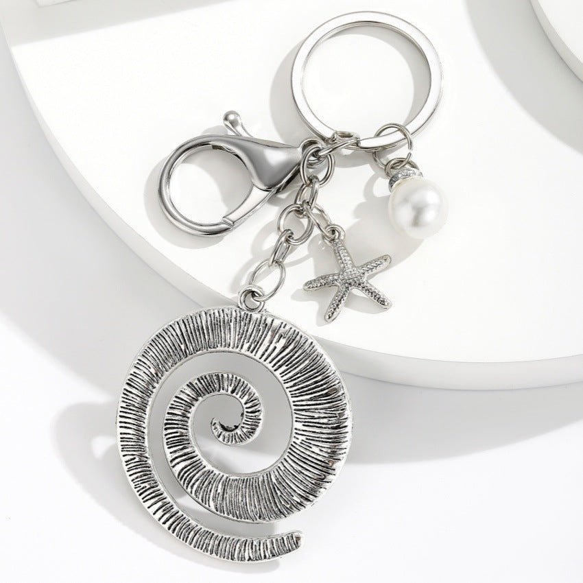 Wholesale Personalized Party Exaggerated Starfish and Conch Keychain Pendant Beach Ocean Vacation Style Bag Pendant