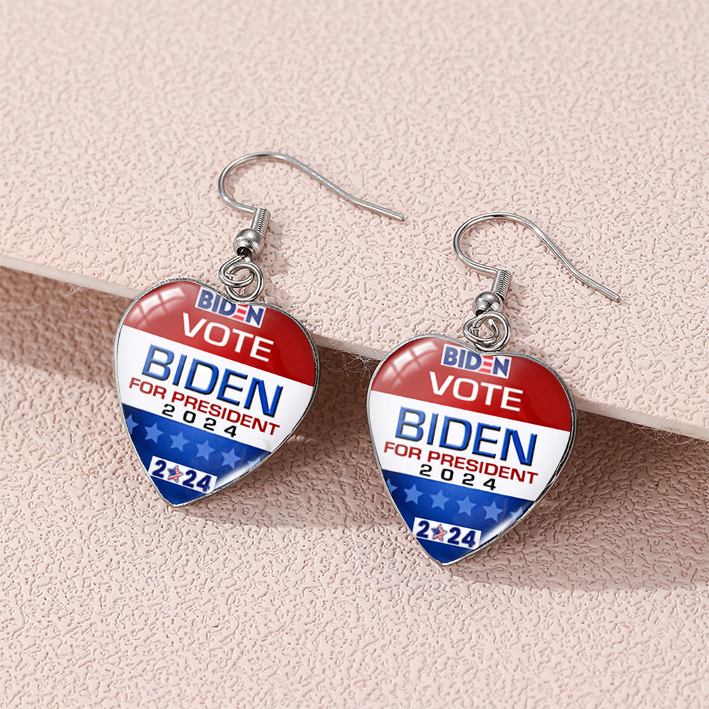 Wholesale Independence Day Stainless Steel Heart Earrings ACC-ES-XiangLian006