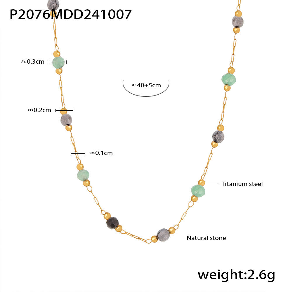 Wholesale Double Layer Overlapping Necklace in Green Gold Tone Chic Jewelry Accessory for Boutique Resale
