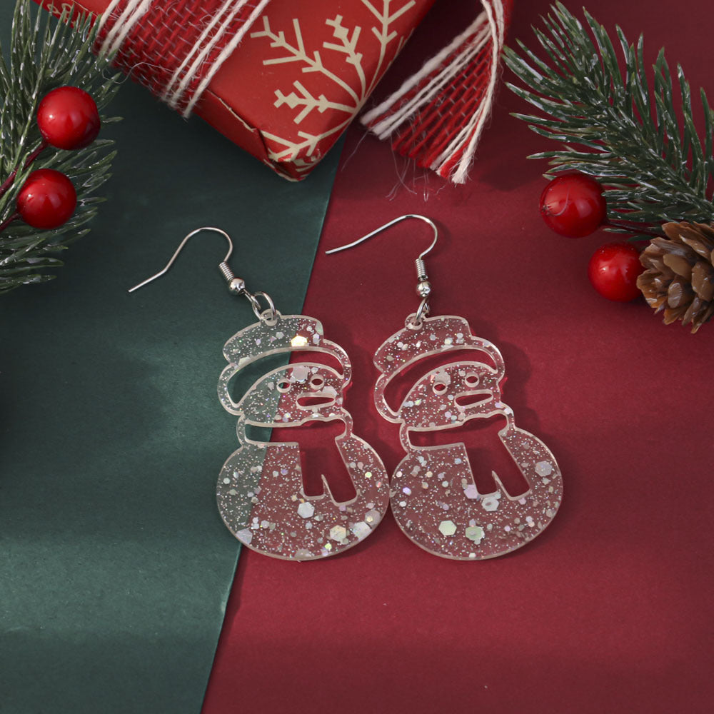 Wholesale Christmas-themed glittery acrylic earrings