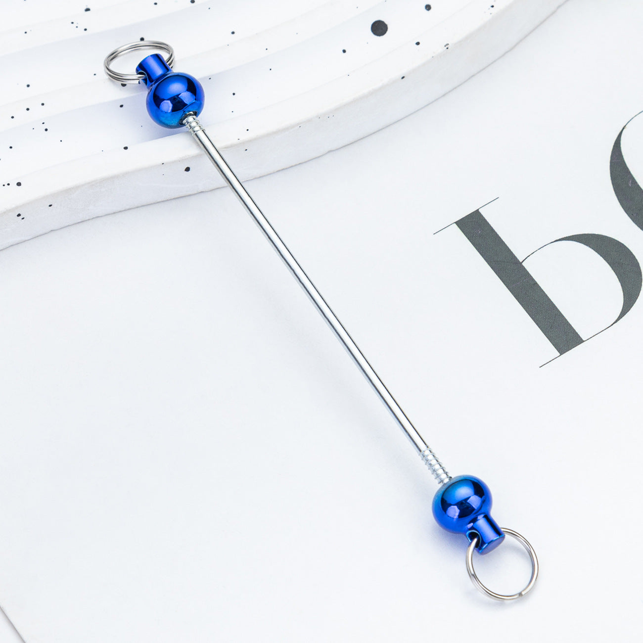 Wholesale  DIY beadable  gradient color handmade beaded keychain