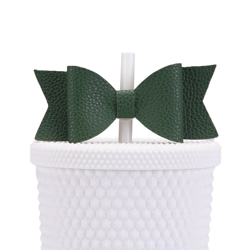 Wholesale Bow  Straw Tube Cap Synthetic Leather Cup DIY Straw Accessories Straw Cover ACC-SCR-MaiGuo002