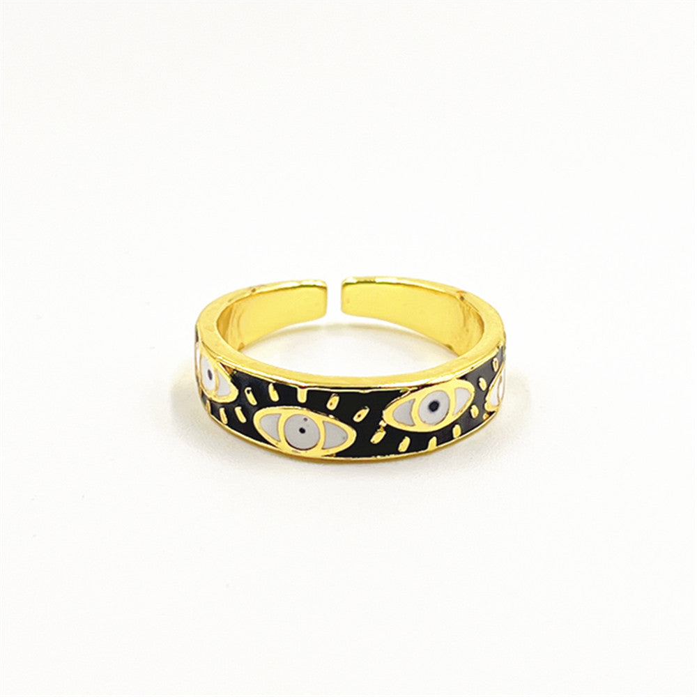 Wholesale Five-color oil-drip devil' s eye color-preserving electroplating ring