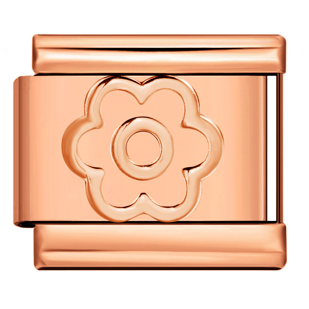 Wholesale Italian Charm Bracelet 9mm DIY Splicing Rose Gold Series Stainless Steel Composable Bracelet