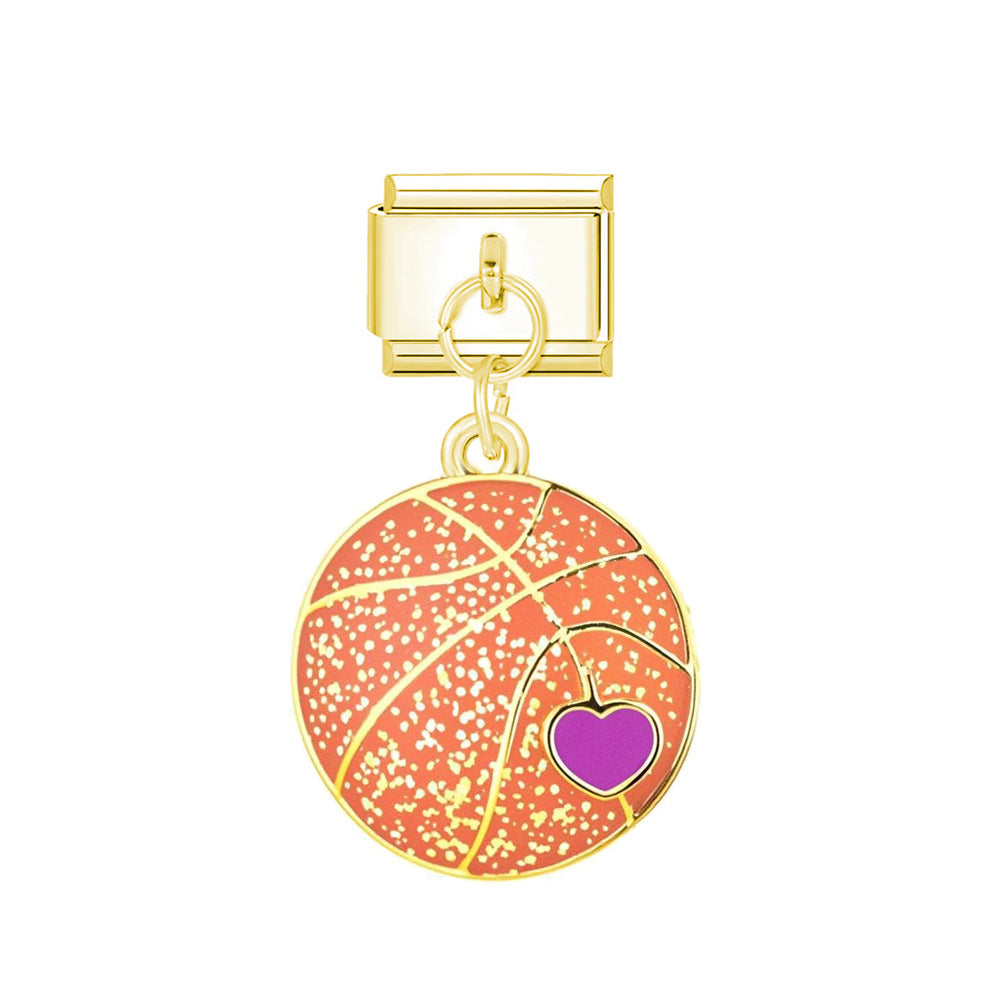 Wholesale  Italian Charm Bracelet 9mm DIY  Football Basketball Ball   Creative Stainless Steel Composable Bracelet