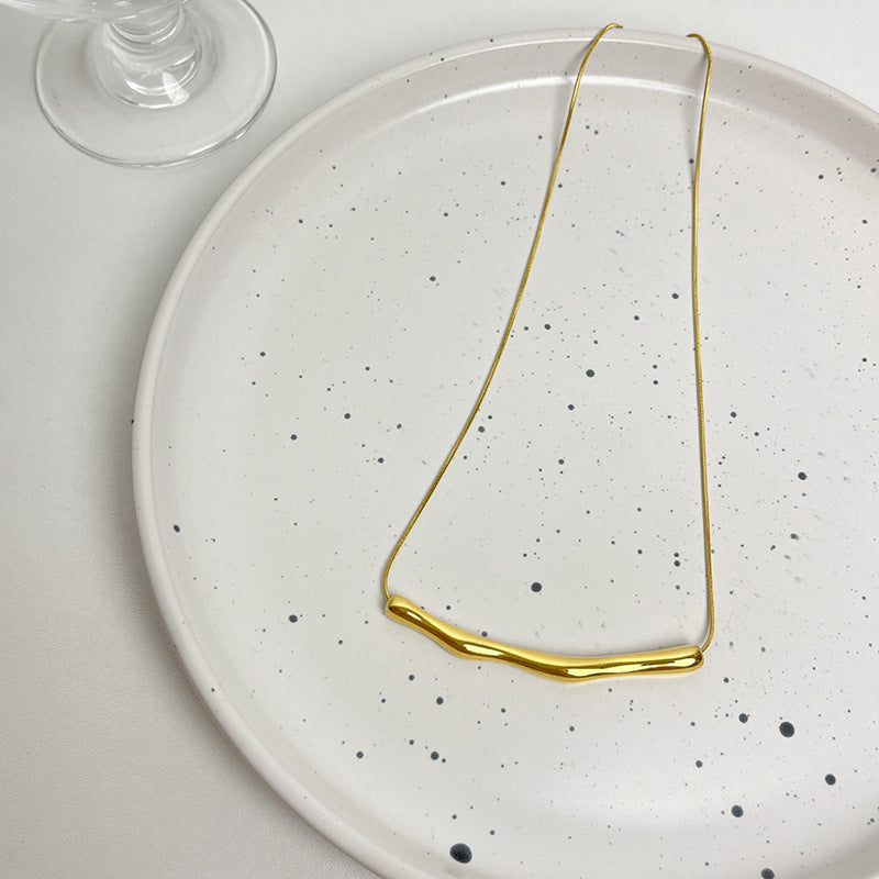 Wholesale non-fading irregular curve titanium steel necklace