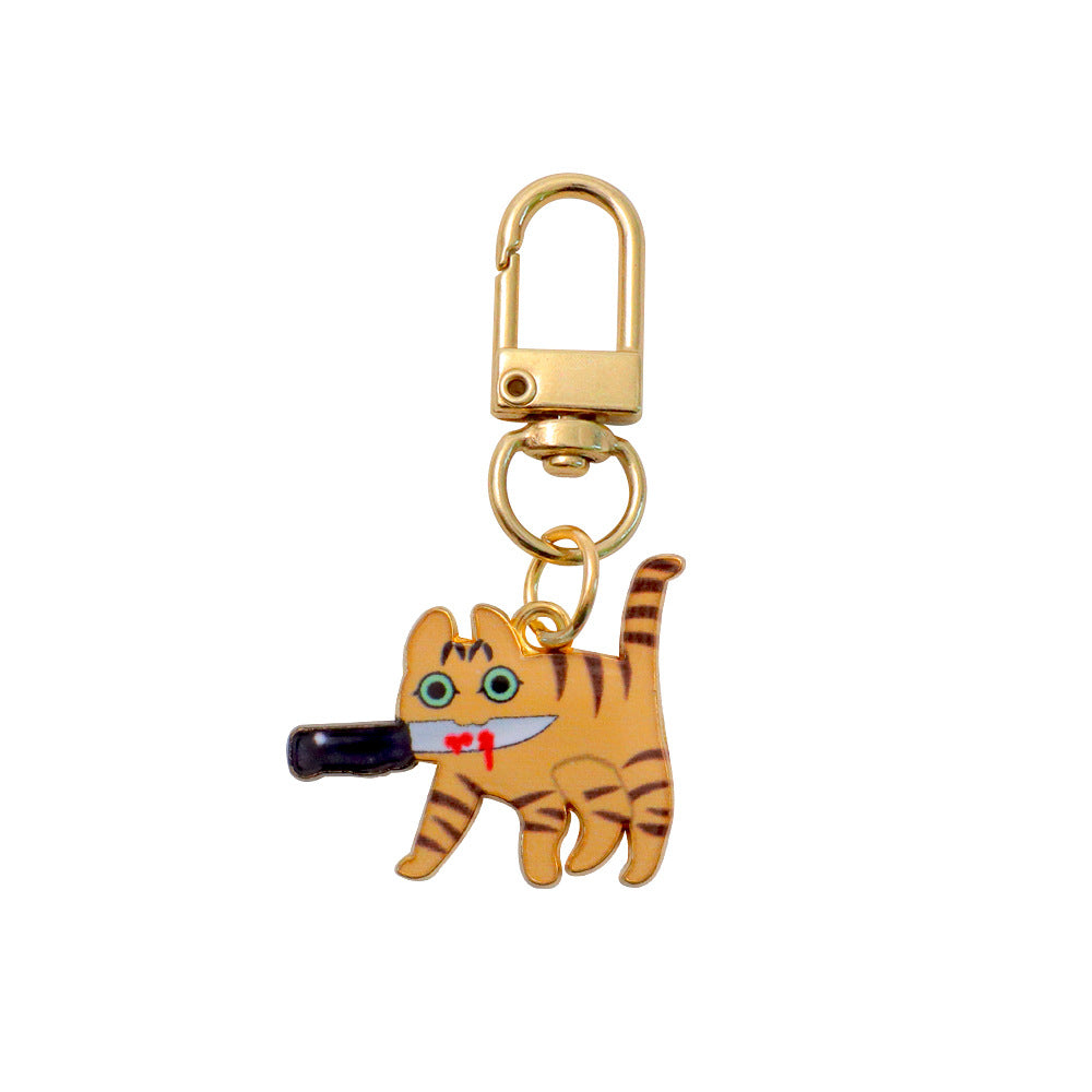 Wholesale Cartoon Cat Metal Pendant Keychain Bag Charm Car Key Accessory Gift
