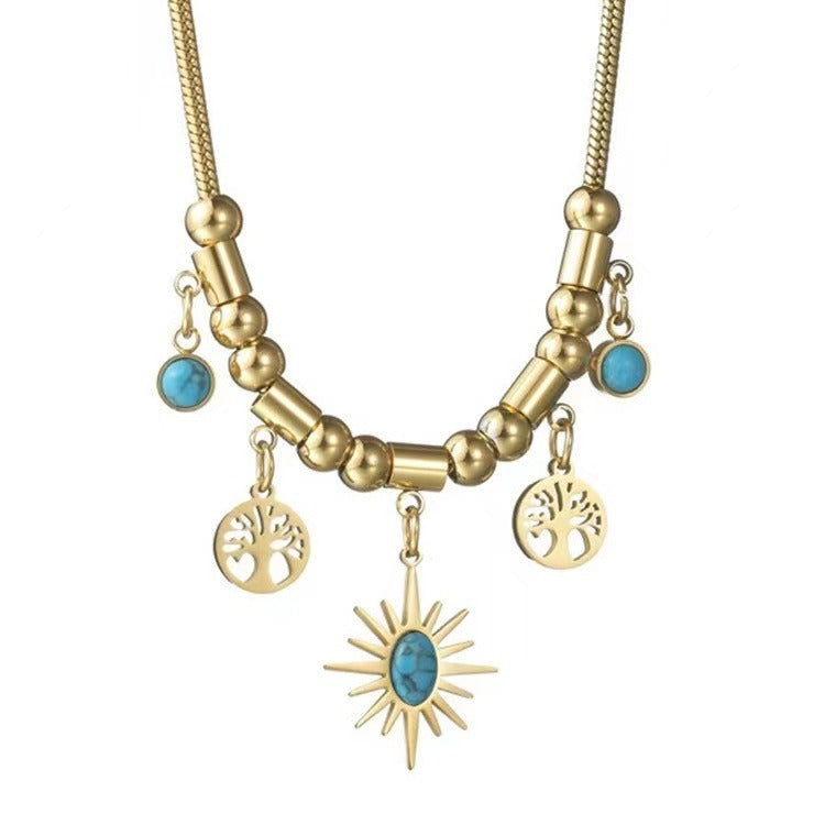 Wholesale Light Luxury Turquoise Pendant Bracelet Necklace