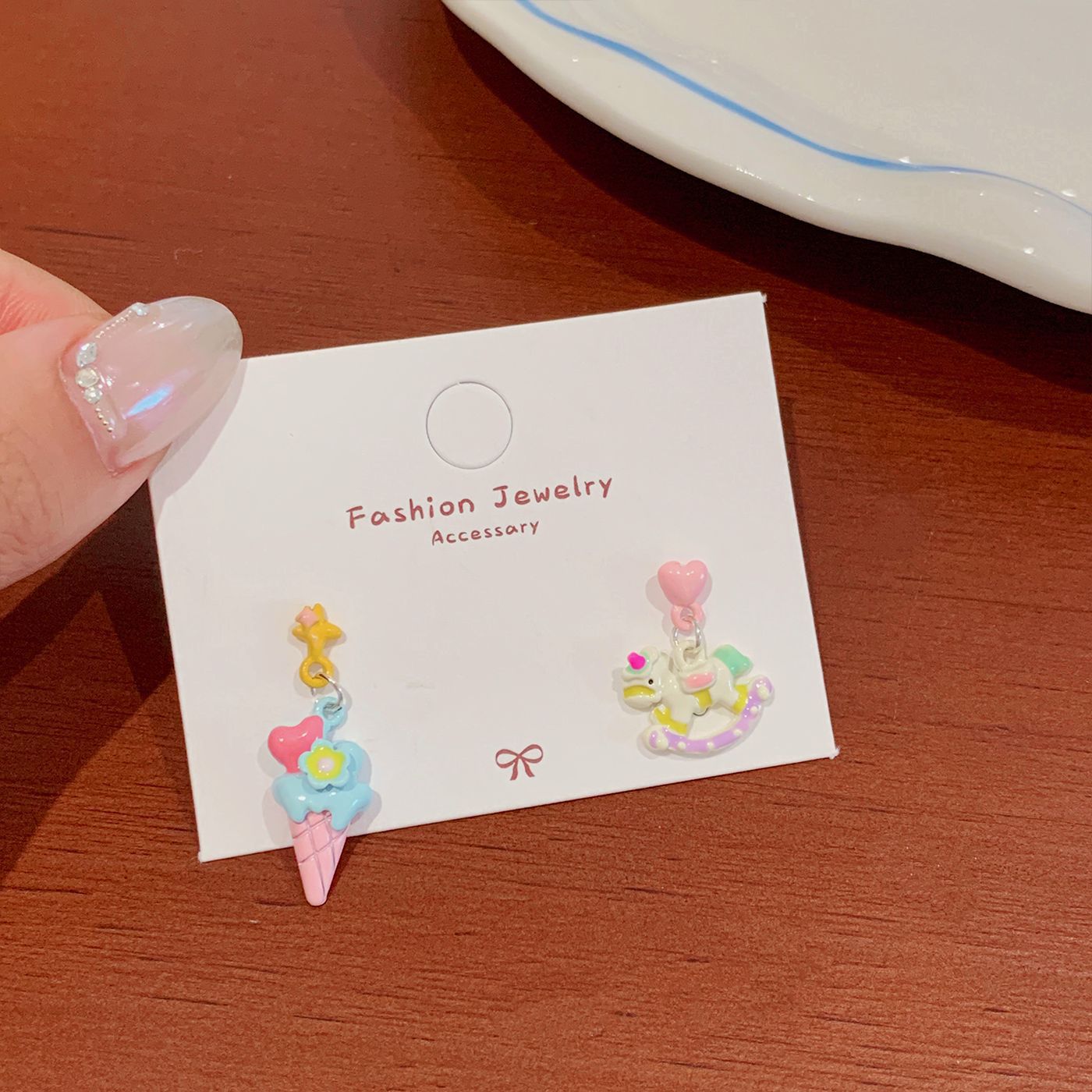 Wholesale Cute West Highland cartoon earrings with silver needle design  bear and horse all-match earrings