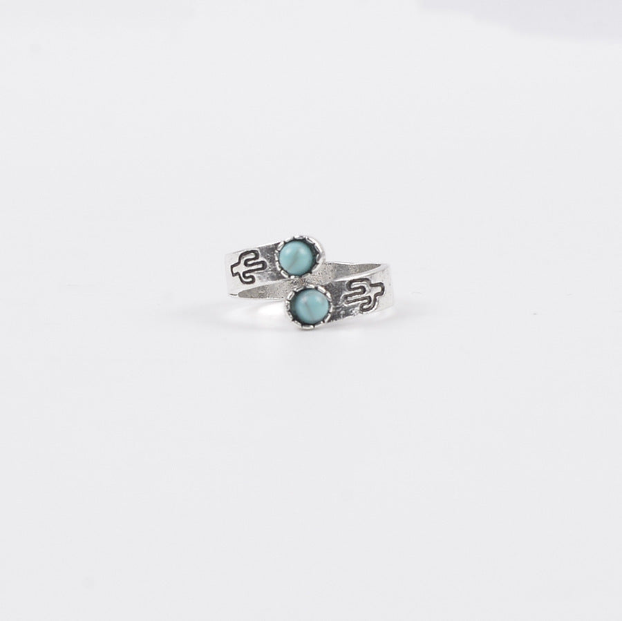 Wholesale Vintage Carved Cactus Adjustable Ring In Antique Silver Trendy Women S Jewelry Accessory For Everyday Wear
