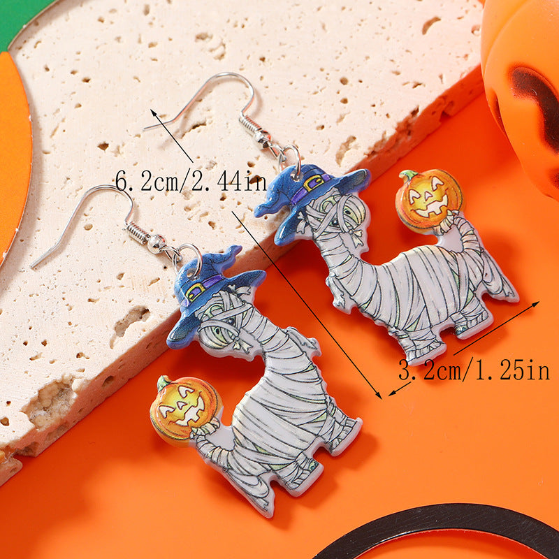 Wholesale Pumpkin Ghost Halloween Party Acrylic Funny Earrings ACC-ES-Haoc002