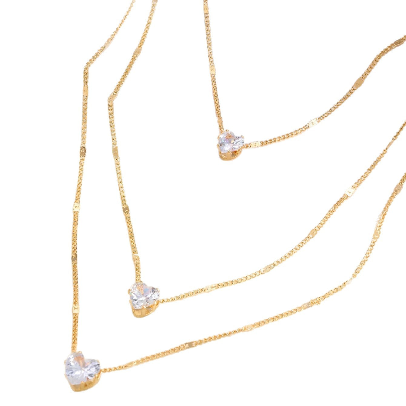 Wholesale Gold Tone Iron Layered Necklace Heart Star Water Drop Design Minimalist Chic Fashion Jewelry Accessory For Women