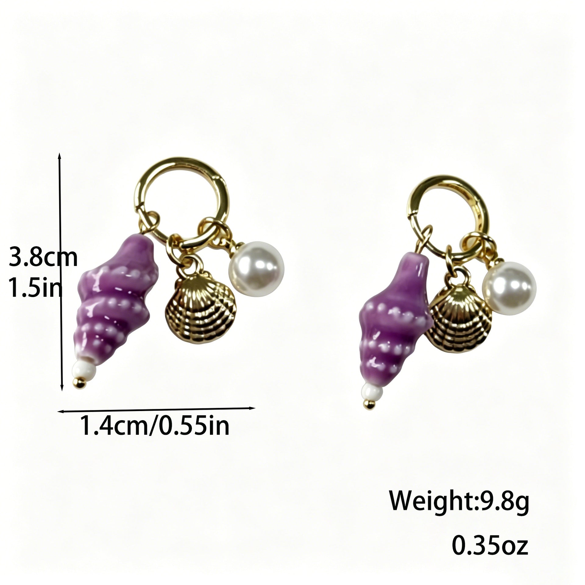 Wholesale Stylish Sun Moon Pendant Ear Cuff Earrings Gold Plated Ocean Beach Shell Jewelry Accessory For Women