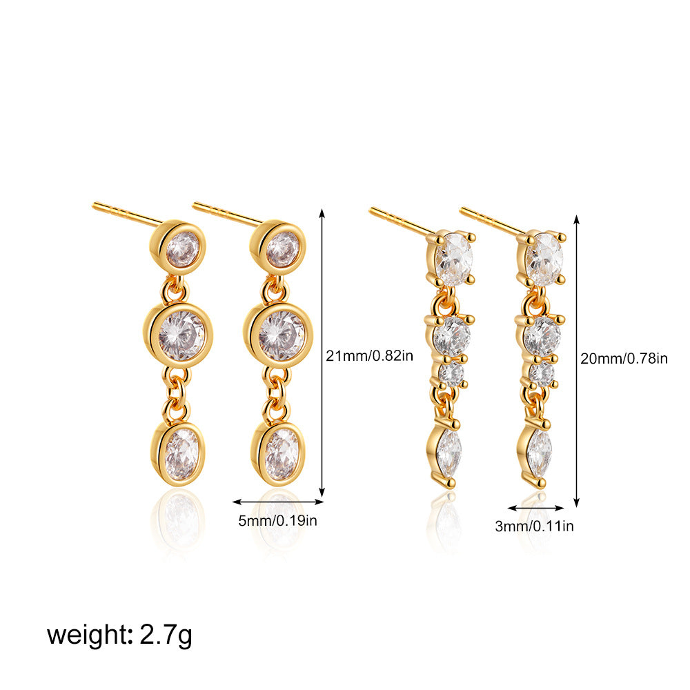 Wholesale 18K gold simple temperament inlaid zircon earrings