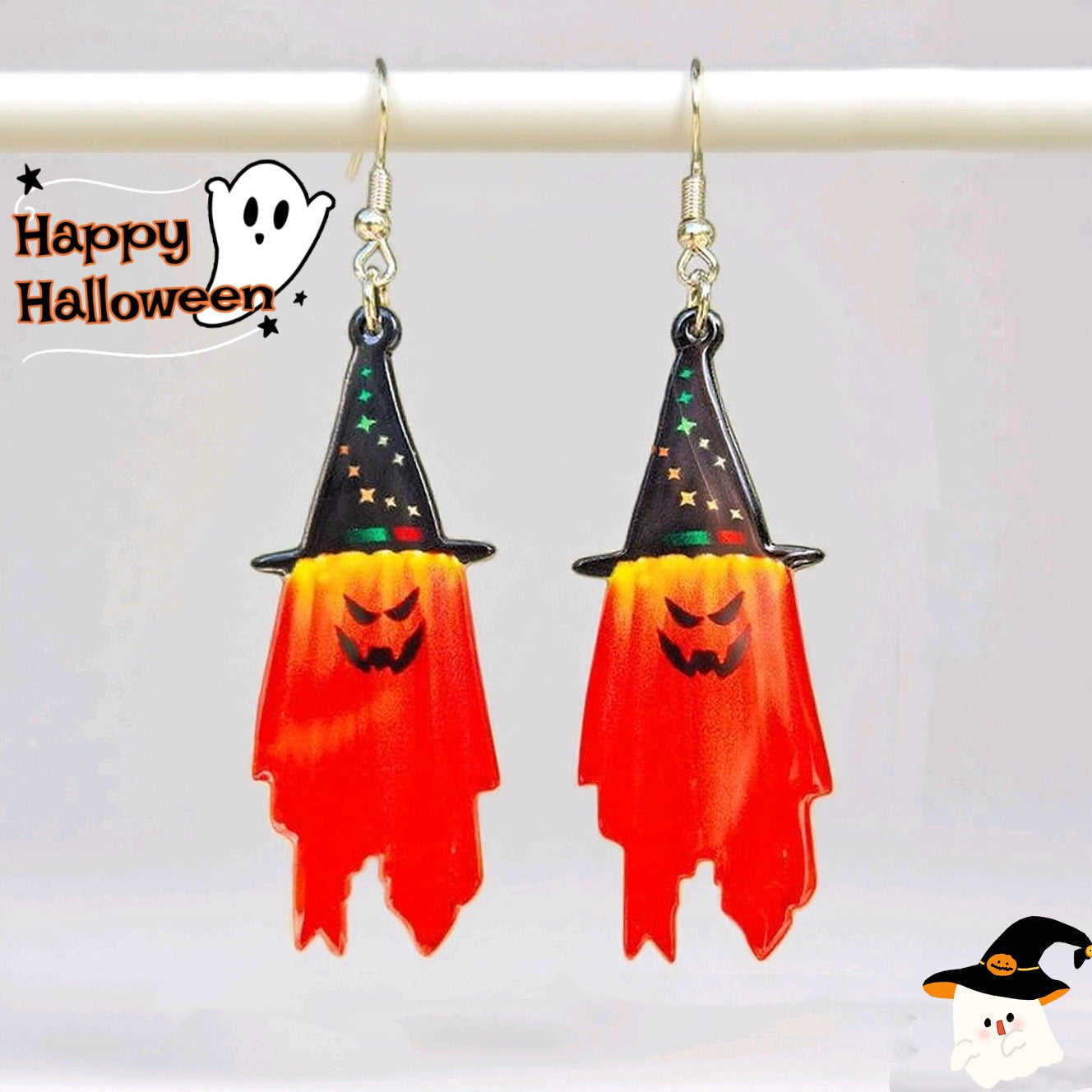 Wholesale  Halloween Wizard Ghost Acrylic Pendant Earrings