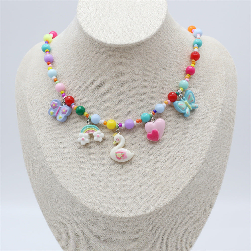 Wholesale Cute Children's Cartoon Character Colorful Beaded Necklace