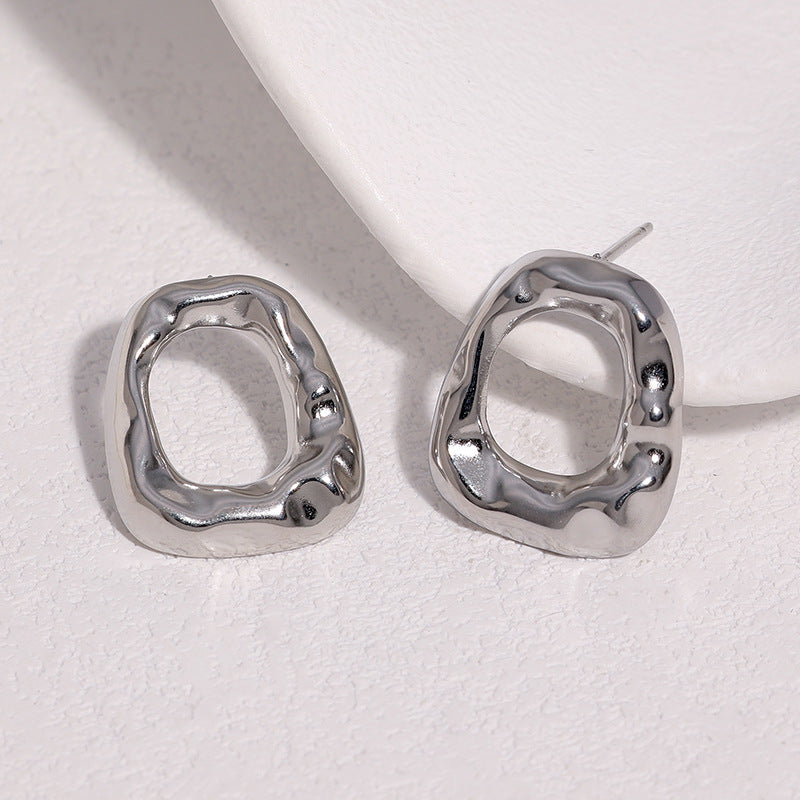 Wholesale Gold Plated Stainless Steel Geometric Irregular Earrings Minimalist Hollow Out Trendy Jewelry Accessory For Party Gift Boutique Resale