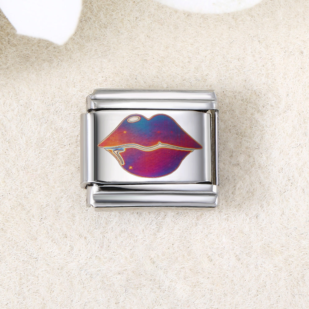 Wholesale  Italian Charm Bracelet 9mm DIY UV laser Creative Stainless Steel Composable Bracelet