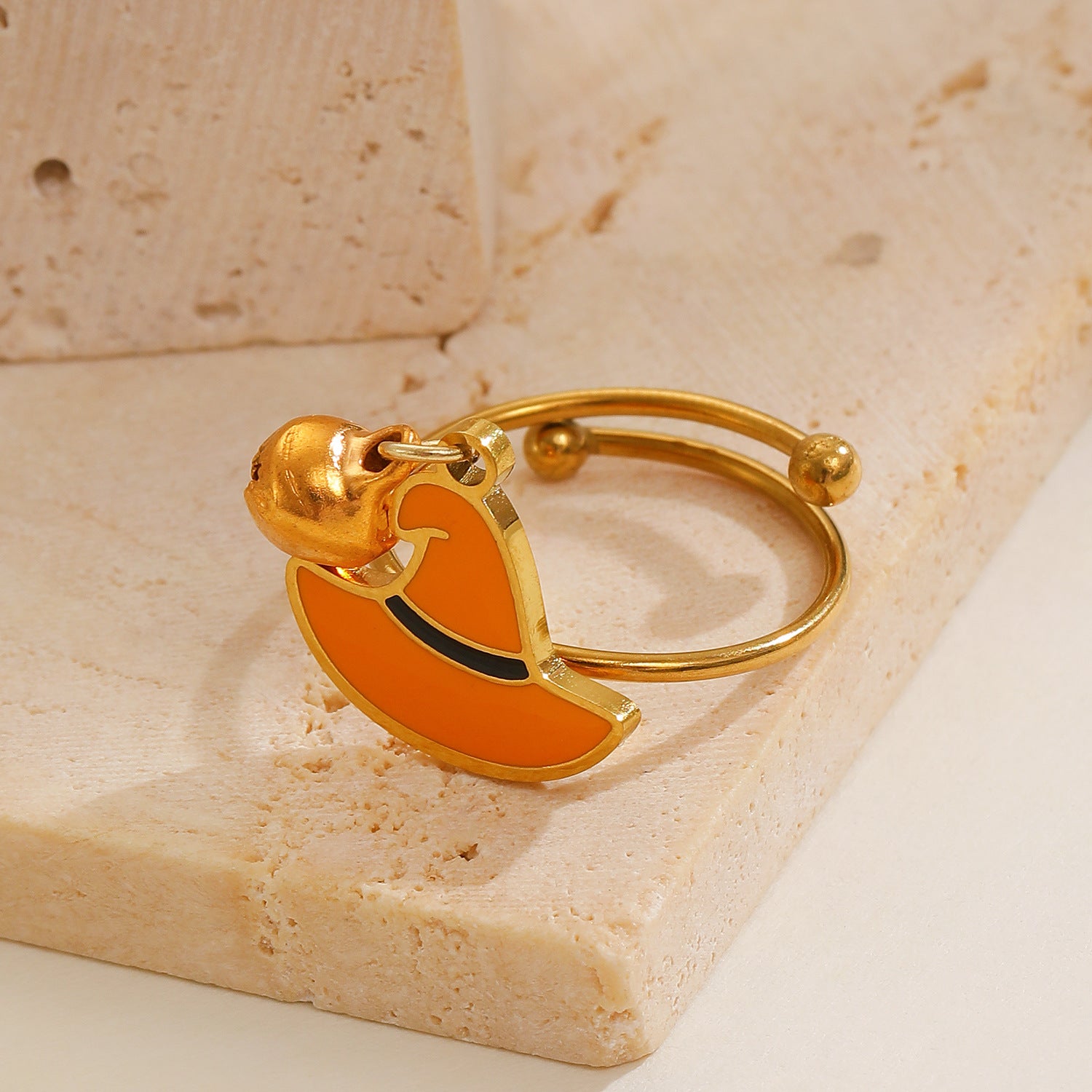 Wholesale  Stainless Steel Open Ring with Ghost Pumpkin Pendant - Jewelry Accessory