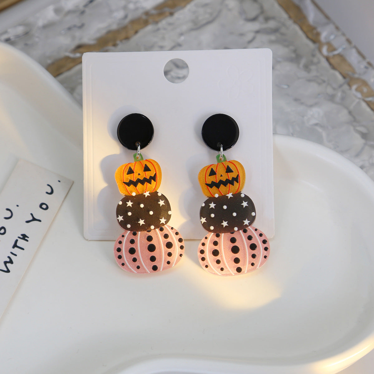 Wholesale  Cartoon Pumpkin Acrylic  Earrings