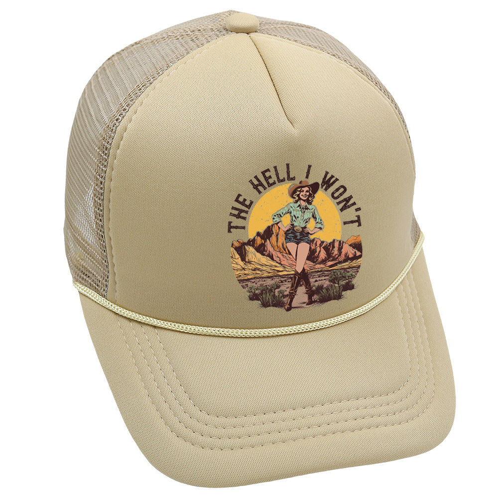 Wholesale Trucker Hat Western Style Cowboy Baseball Cap Printed Mesh Cap ACC-HT-HaiPu013