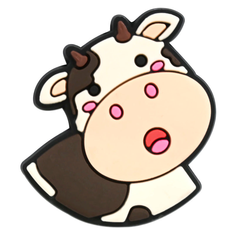 Random 100pcs Cute Cow PVC Soft Rubber Shoe Buckle Decoration ACC-SC-RYY067