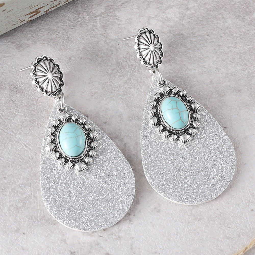 Wholesale Western-Style Sequin Leather Earrings