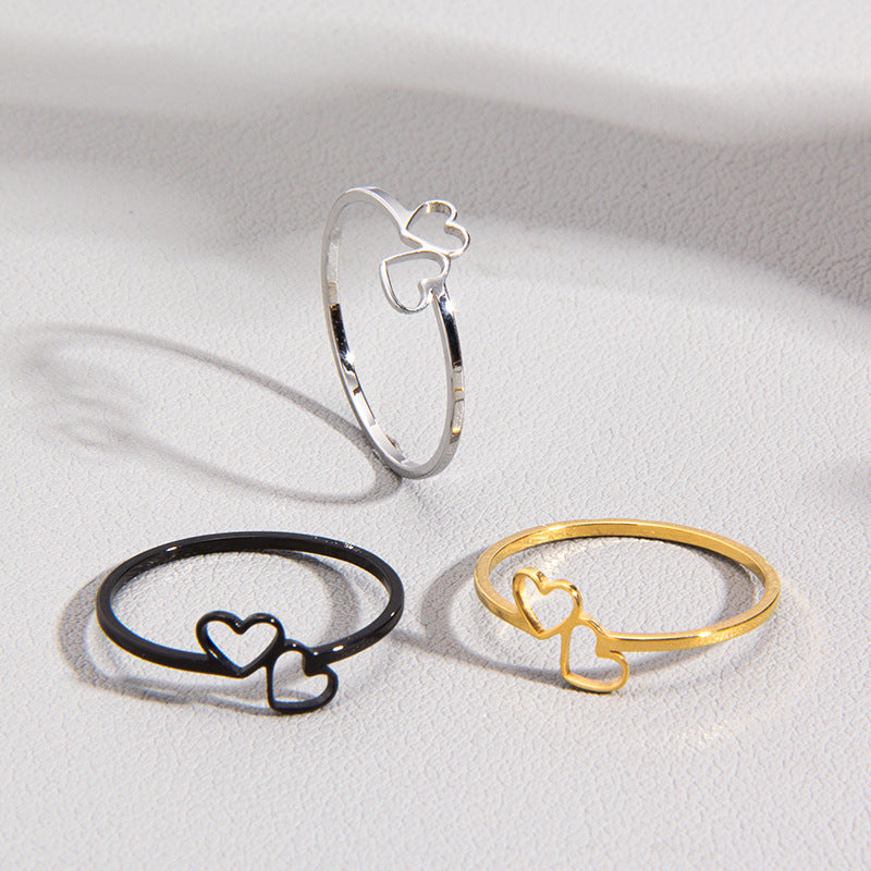 Wholesale Titanium Steel Heart Cut Out Ring Set for Couples - Fashion Accessory Gift