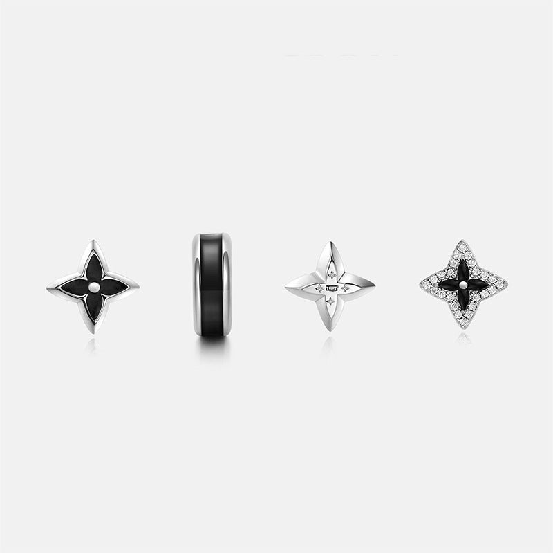 Wholesale Stylish Men' s Clover Leaf Earrings Copper Epoxy Resin Jewelry Accessory Gift Boutique Resale