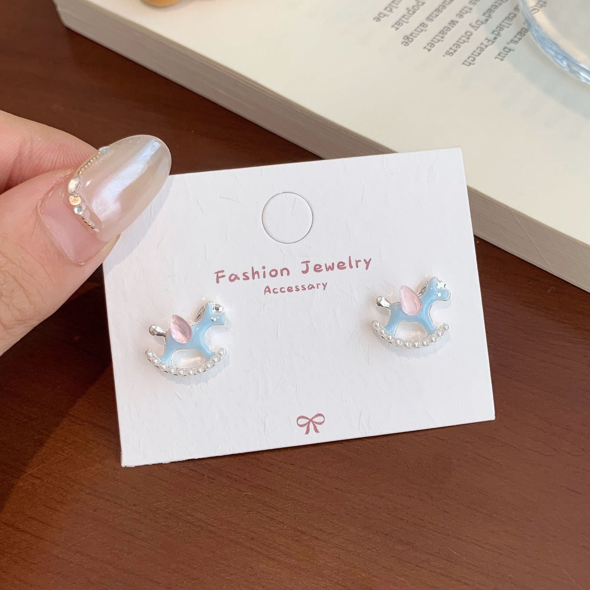 Wholesale Cute West Highland cartoon earrings with silver needle design  bear and horse all-match earrings