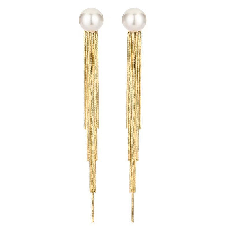 Wholesale Pearl Long Tassel Earrings