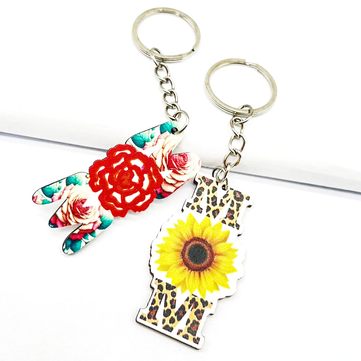 Wholesale Mother's Day Leopard Sunflower MOM Keychain Leopard Print ACC-KC-TuoYi008