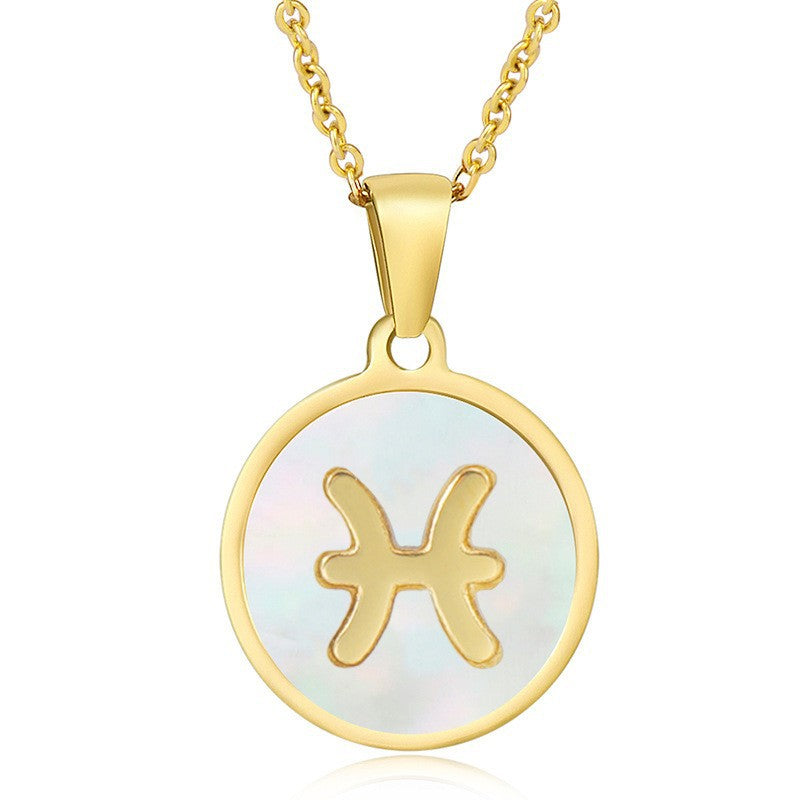 Wholesale Titanium Steel Necklace Twelve Zodiac Necklace Constellation Necklace ACC-NE-ZhongY014