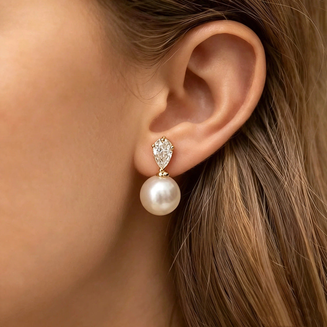 Wholesale Large Pearl C Shape Geometric Earrings For Women Gold Tone Alloy Party Jewelry Accessory