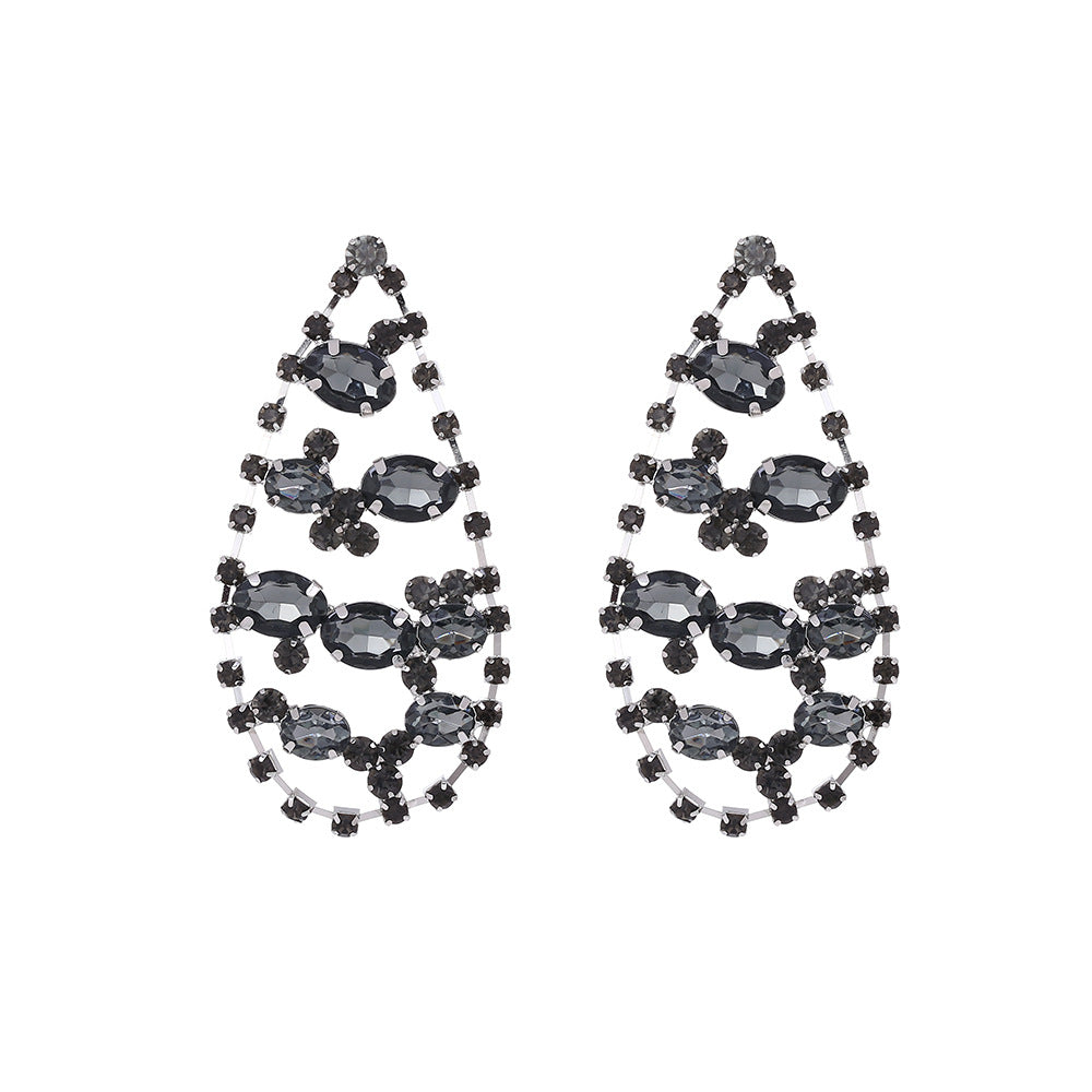Wholesale Droplet Shaped Tassels Retro Super Sparkling Full Diamond Earrings