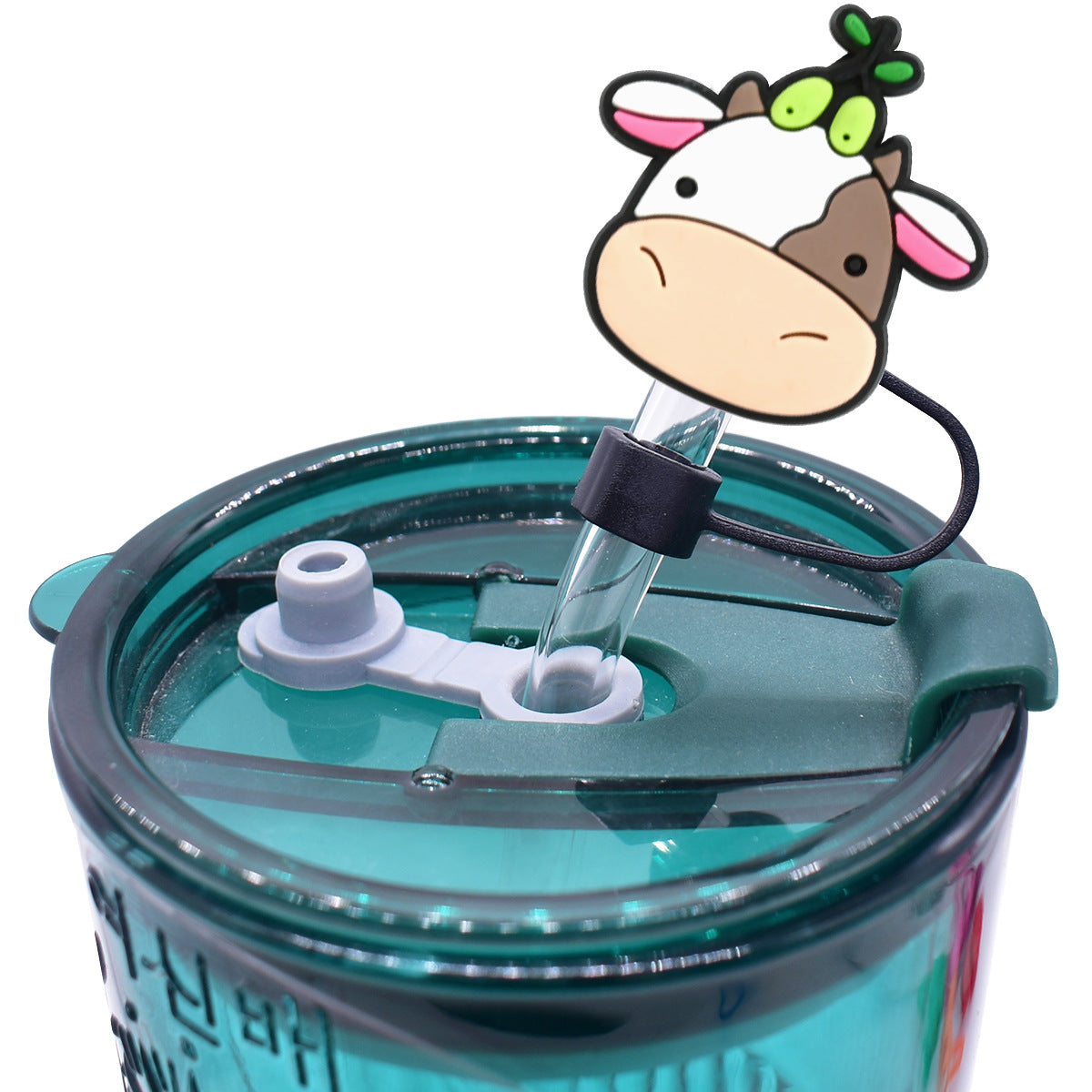 Wholesale Random 100pcs Cow 10mm PVC Soft Straw Tube Cap ACC-SCR-RYY071