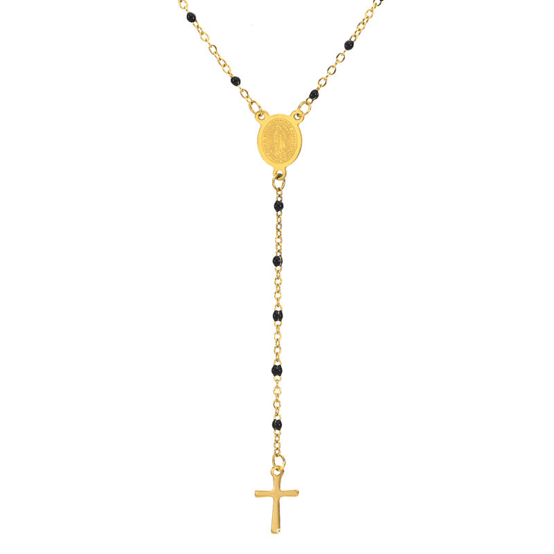 Wholesale 18K gold vacuum oil plating stainless steel cross chain necklaces