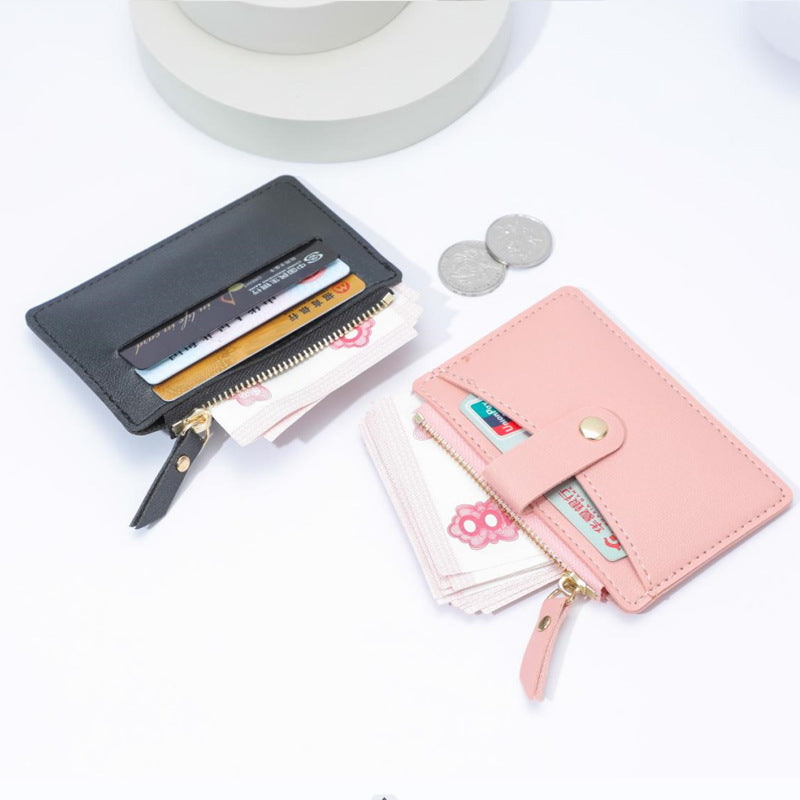 Wholesale PU Leather Multi Slot Zipper Card Wallet Black Fashion Accessory For Women