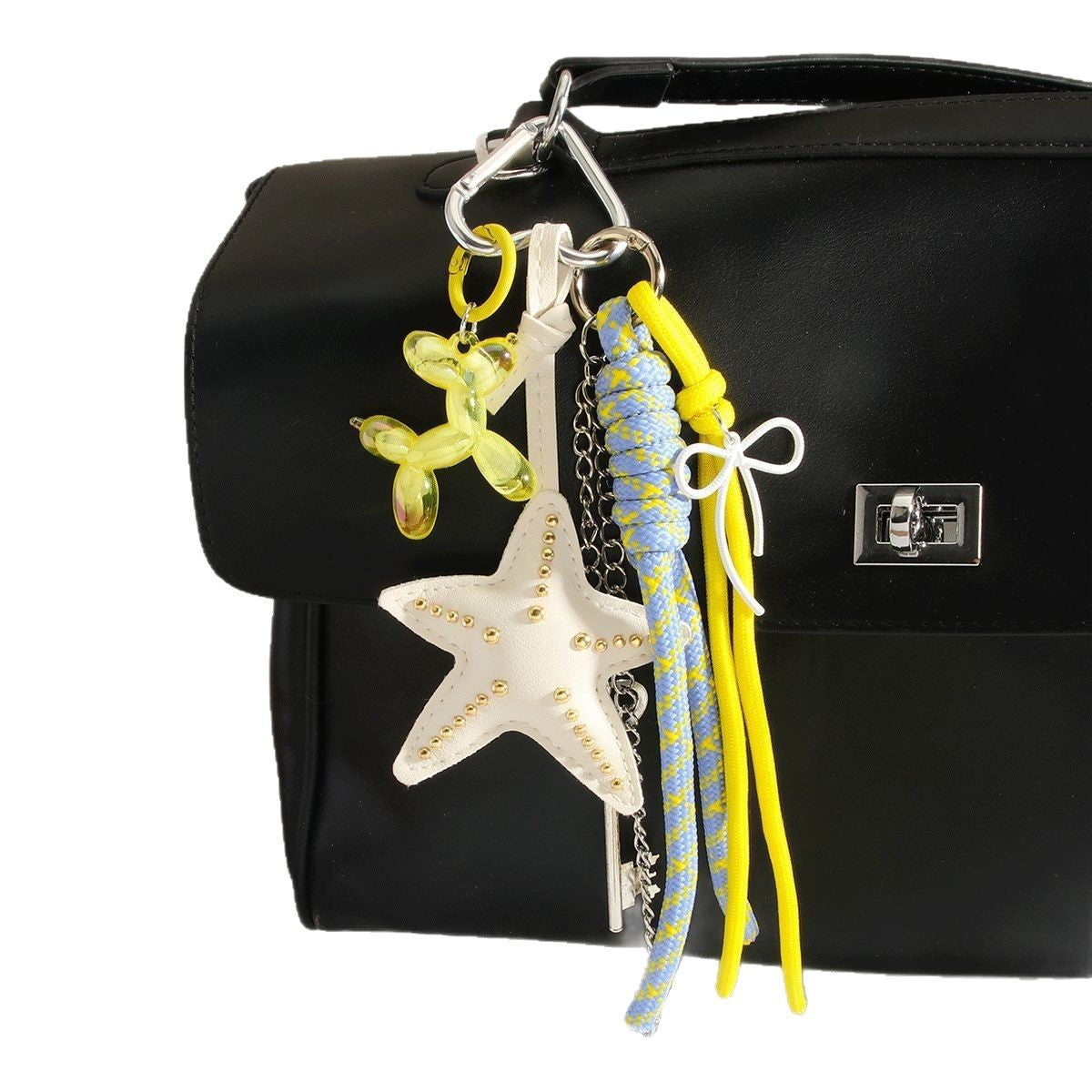 Wholesale PU leather starfish tassel balloon dog woven rope keychain
